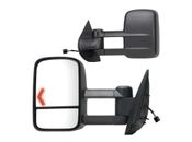 2007-2013 Chevy Silverado 1500 - Extendable Towing Mirrors / Pair (Power Heated, w/Turn Signal, Dual Mirror, Black, Foldaway)