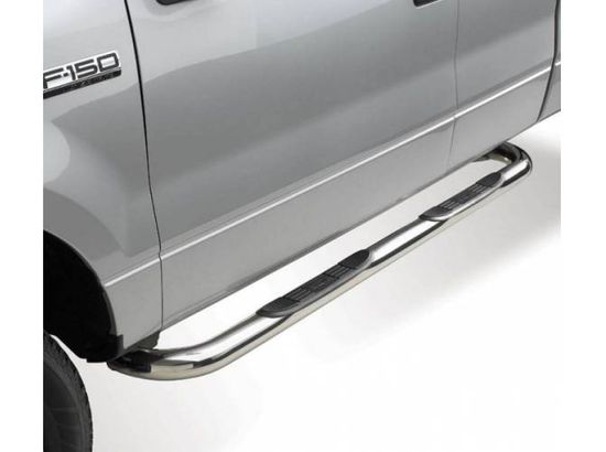 2015-2019 Chevy Silverado 3500 / 3500HD Regular Cab - Westin E-Series 3" Round Nerf Bars (Stainless Steel / Rocker Panel Mount)